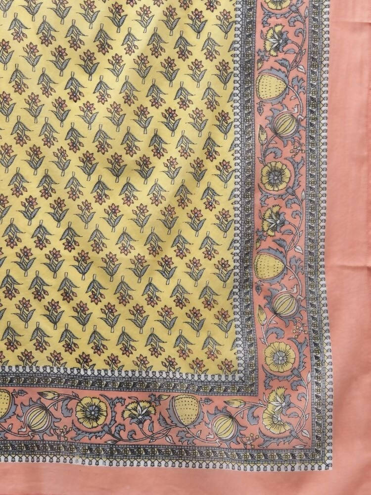 Yufta Yellow printed kurta with Palazzo & Dupatta Set | Grocsy