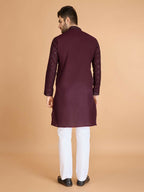 Vastranavya Maroon Exclusive Festival Wear Viscose Silk Thread & Sequence Embroidered Work Kurta with Dupatta | Grocsy