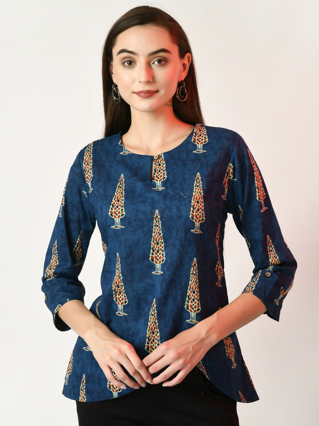 Myshka Women's Blue Printed Top | Grocsy