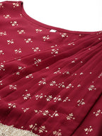 Ahalyaa Women's Traditional wear Ethnic Dress - Maroon | Grocsy