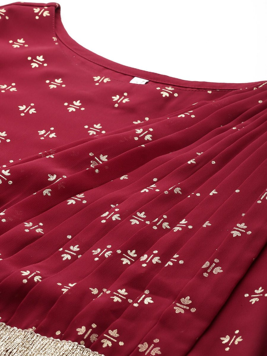 Ahalyaa Women's Traditional wear Ethnic Dress - Maroon | Grocsy