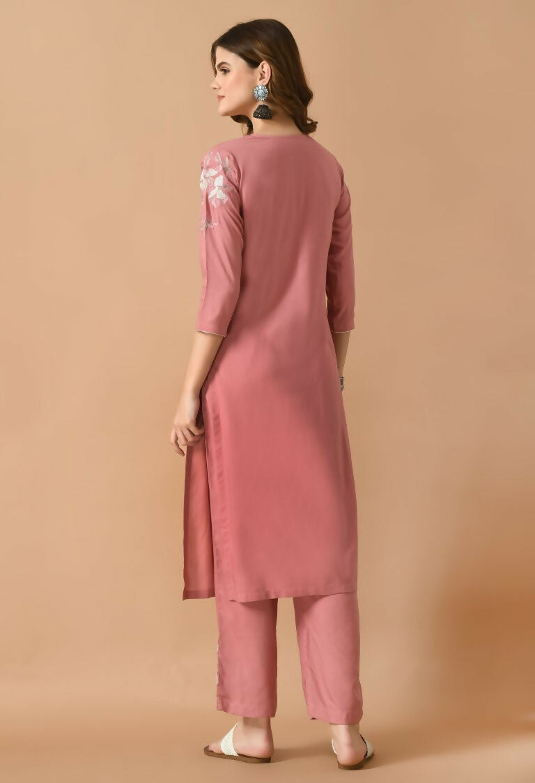Joban Fashion Rose Gold Cotton Rayon Kurta Set | Grocsy