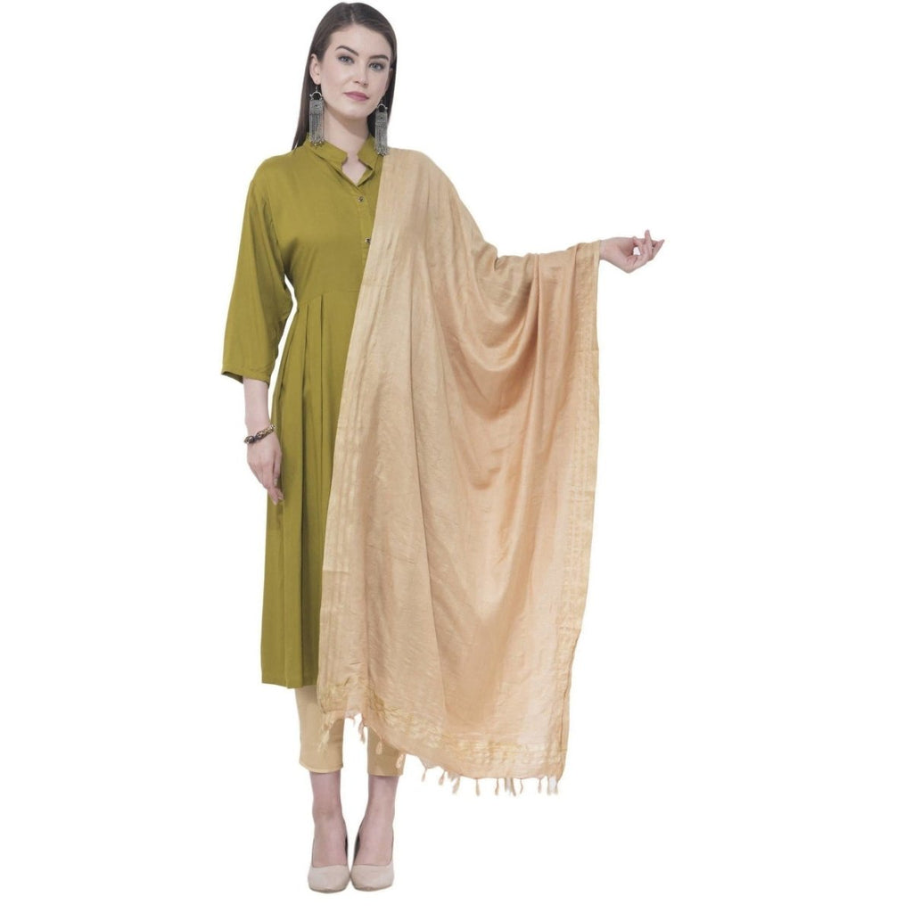 A R Silk Copper Color Golden border Cotton Dupattas and Chunnis | Grocsy