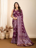 Wine Soft Silk Woven Meenakari Designer Saree - Vedanti | Grocsy
