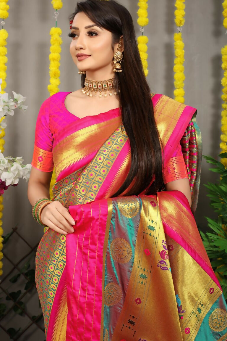 Jyoti Fashion Women's Grey Banarasi Silk Zari Woven Saree with Blouse | Grocsy