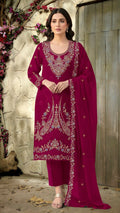 Anaita Red Velvet Suit With Embroidery Codding Work | Grocsy