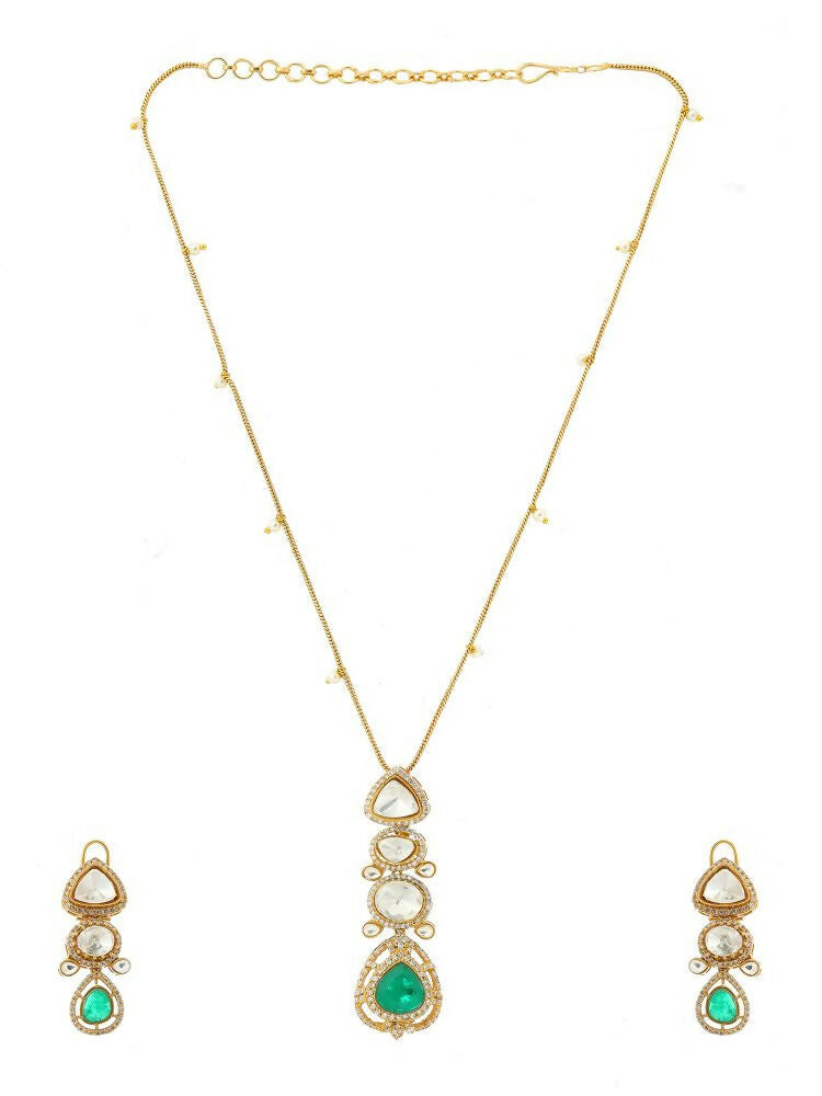 Natural Stones Antique finish Earrings and Necklace set - Ruby Raang | Grocsy