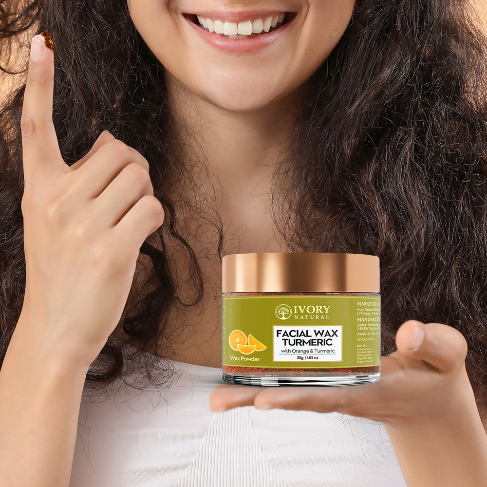 Ivory Natural Facial Wax Powder With Turmeric - Natural Facial Hair Removal Wax For Instant Skin Brightening | Grocsy