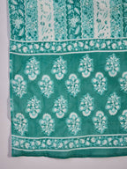 Joban Fashion Printed Teal Pure Cotton Kurta Set | Grocsy