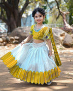 Jyoti Fashion Classy Yellow Heavy Chenille Sequins Embroidered Kids Lehenga Choli Set | Grocsy