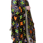 SWI Stylish Women's Embroidered Phulkari Chiffon Black Dupatta | Grocsy
