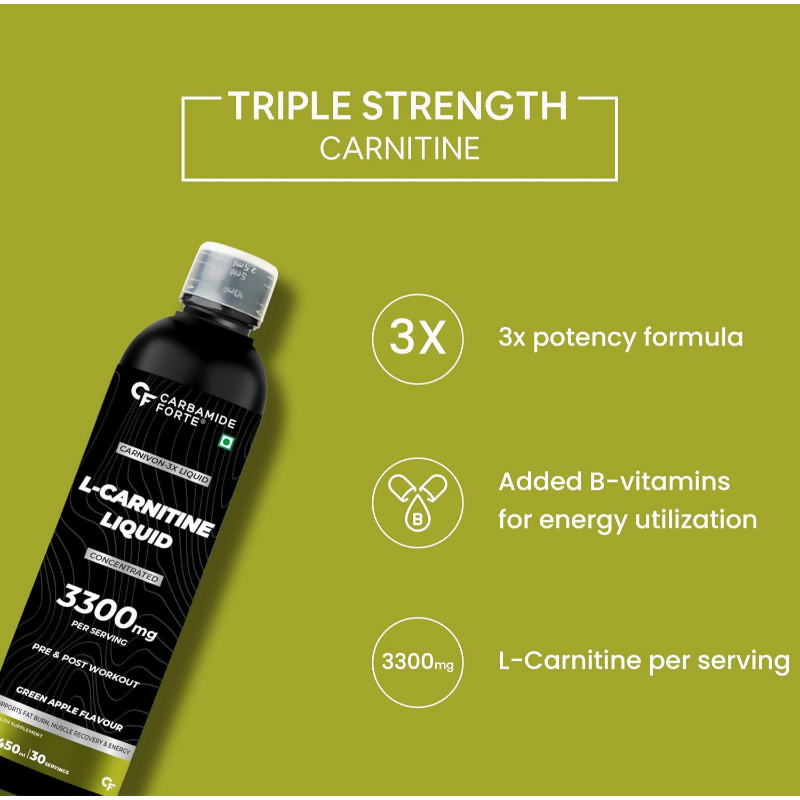Carbamide Forte L-Carnitine 3300mg Liquid - Green Apple | Grocsy