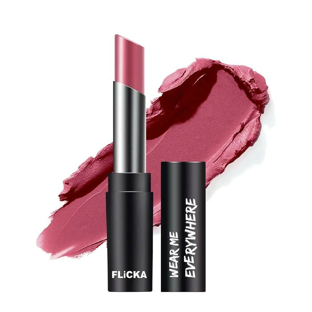 FLiCKA Wear Me Everywhere Creamy Matte Lipstick Caramel Cupcake - Pink Nude | Grocsy