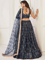 Black Butterfly Soft Net Embroidery With Real Mirror Work Lehenga Choli - Jihu Culture | Grocsy