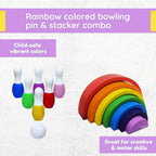 Matoyi Rainbow Colored Bowling Pin And Stacker Combo | Grocsy