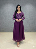 Teeya Creation Women's Wine Bandhani Print Anarkali Gown | Grocsy