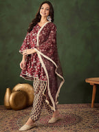 Sangria Digital Printed Anarkali Kurta & Salwar With Dupatta | Grocsy