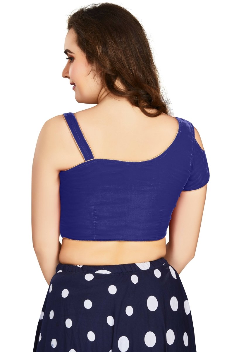 Aastha Fashion Women's Women's Blue Velvet Solid Readymade Blouse | Grocsy