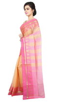 Exclusive Collection Light Brown 100% Pure Cotton Tant Saree | Grocsy