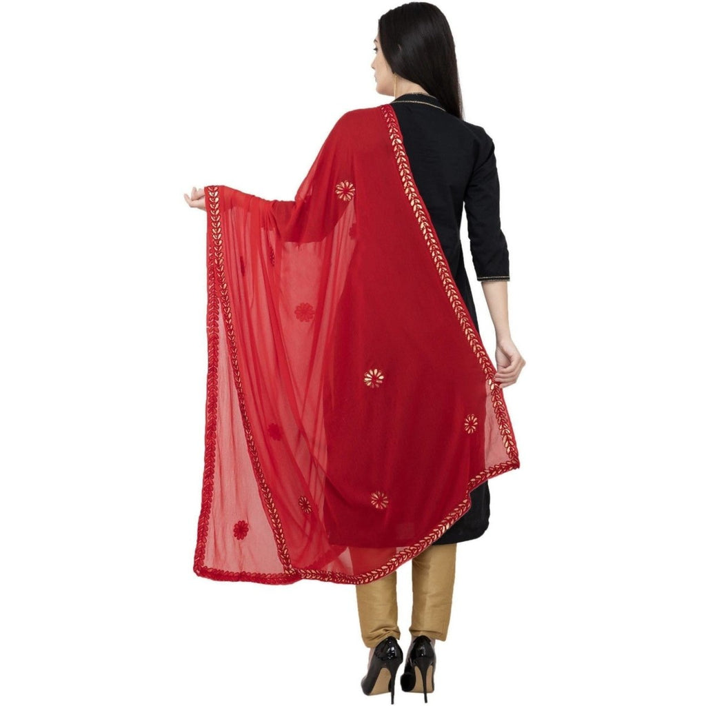 A R Silk Chiffon Gota Patti Fancy Dupatta Color Red Dupatta or Chunni | Grocsy