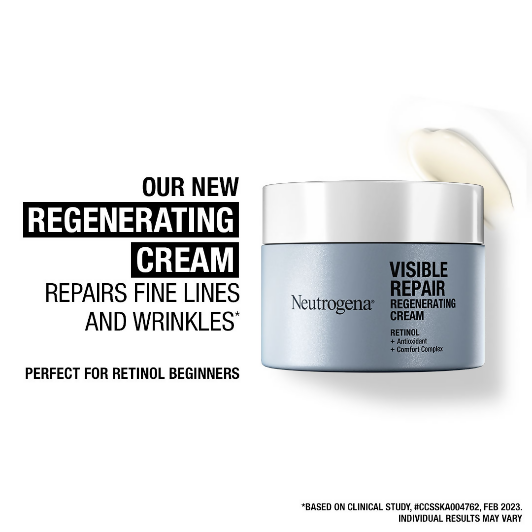 Neutrogena Visible Repair Regenerating Cream with Retinol + Peptide For Anti-Ageing, Wrinkles & Fine Lines | Grocsy