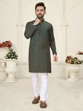 Anaita Green Jacquard Linen Cotton Straight Kurta | Grocsy