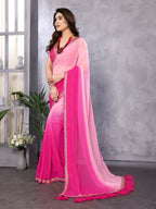 Designer Partywear Pink Georgette Fancy Saree - Kanak | Grocsy