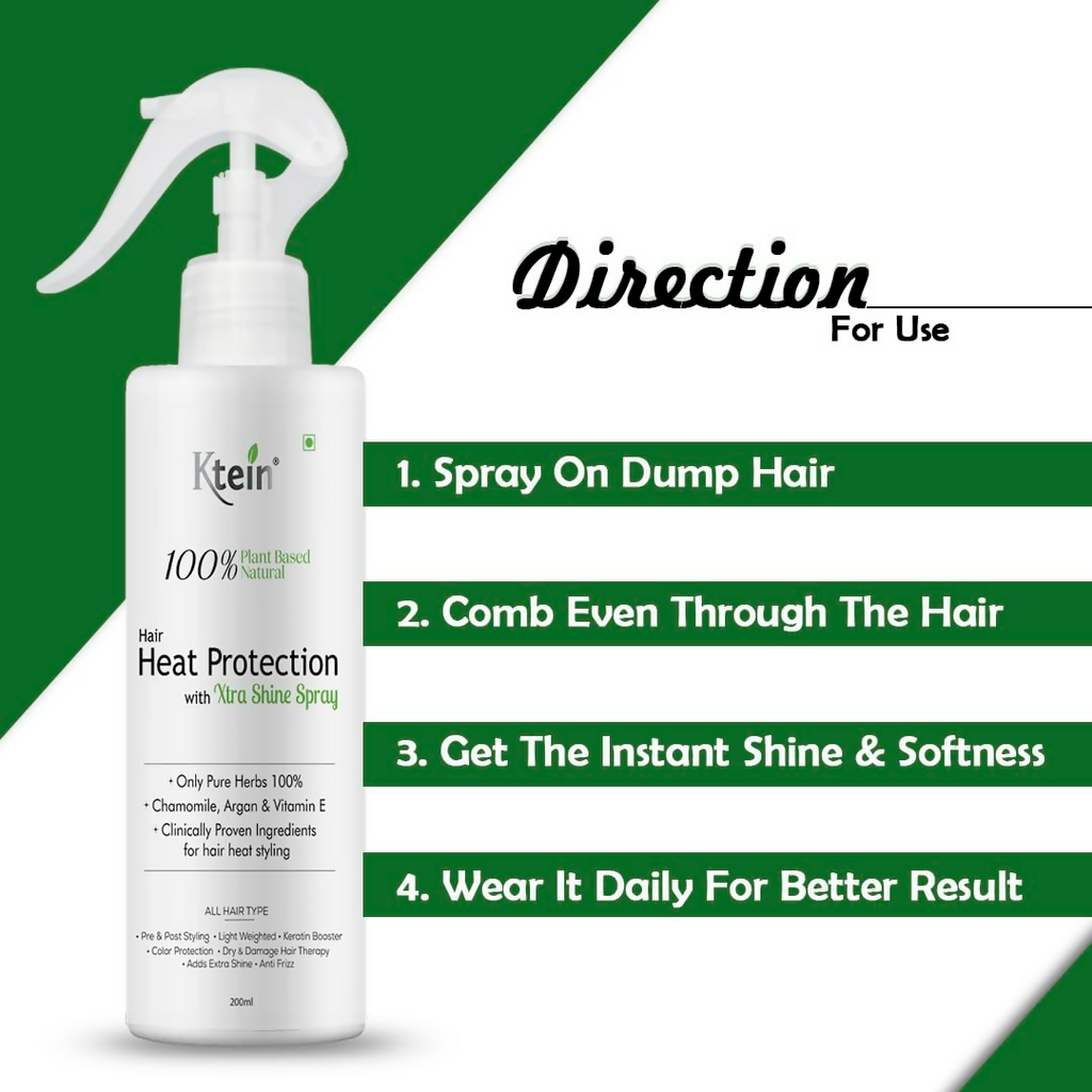 ktein 100% Plant Based Natural Hair Heat Protection with Xtra Shine Spray Hair Spray | Grocsy
