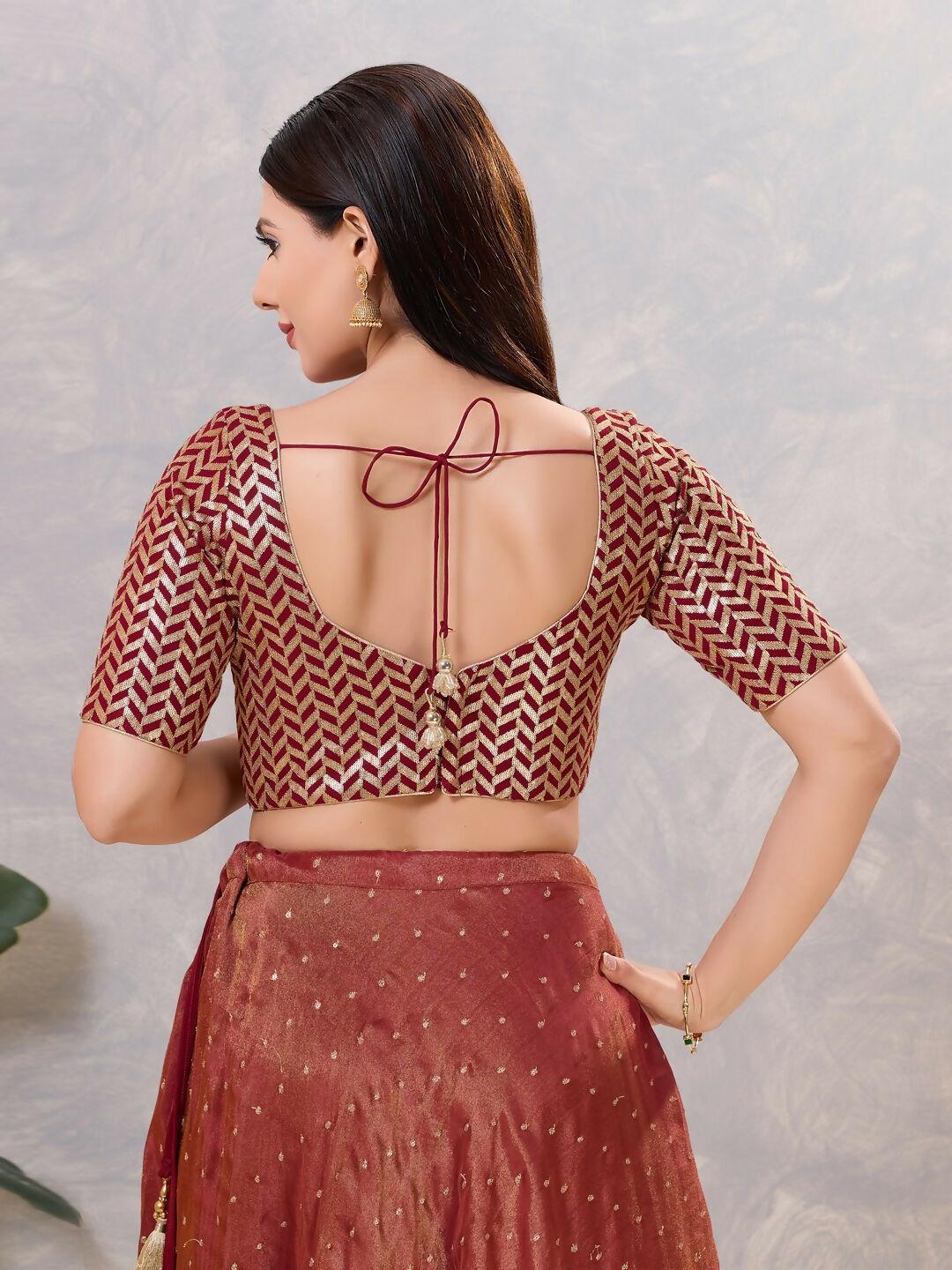 Joban Fashion Women Silk Maroon Stitched Blouse | Grocsy
