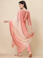 Embroidered Kurta With Pant & Dupatta Set, Multicolor - Hiral Fashion | Grocsy