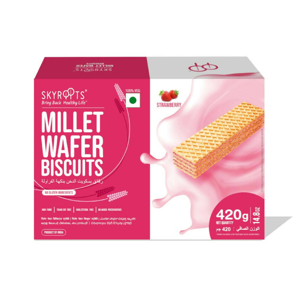 Skyroots Millet Wafer Biscuits Strawberry | Grocsy