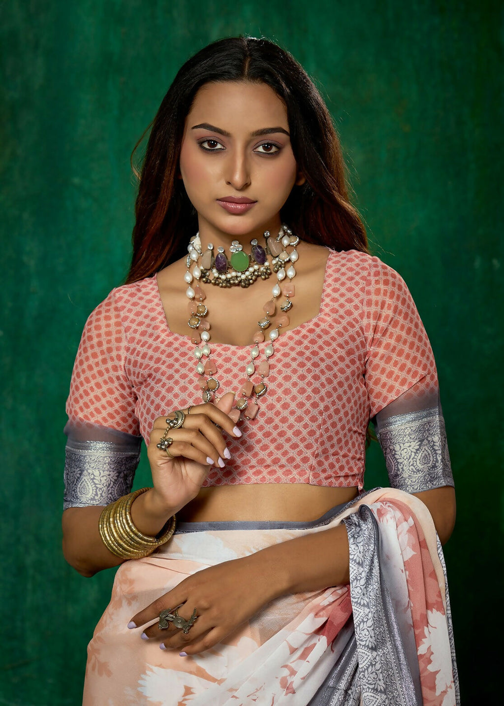 Joban Fashion Dola Silk With Zari Border Shaded Multi Color Work Saree | Grocsy