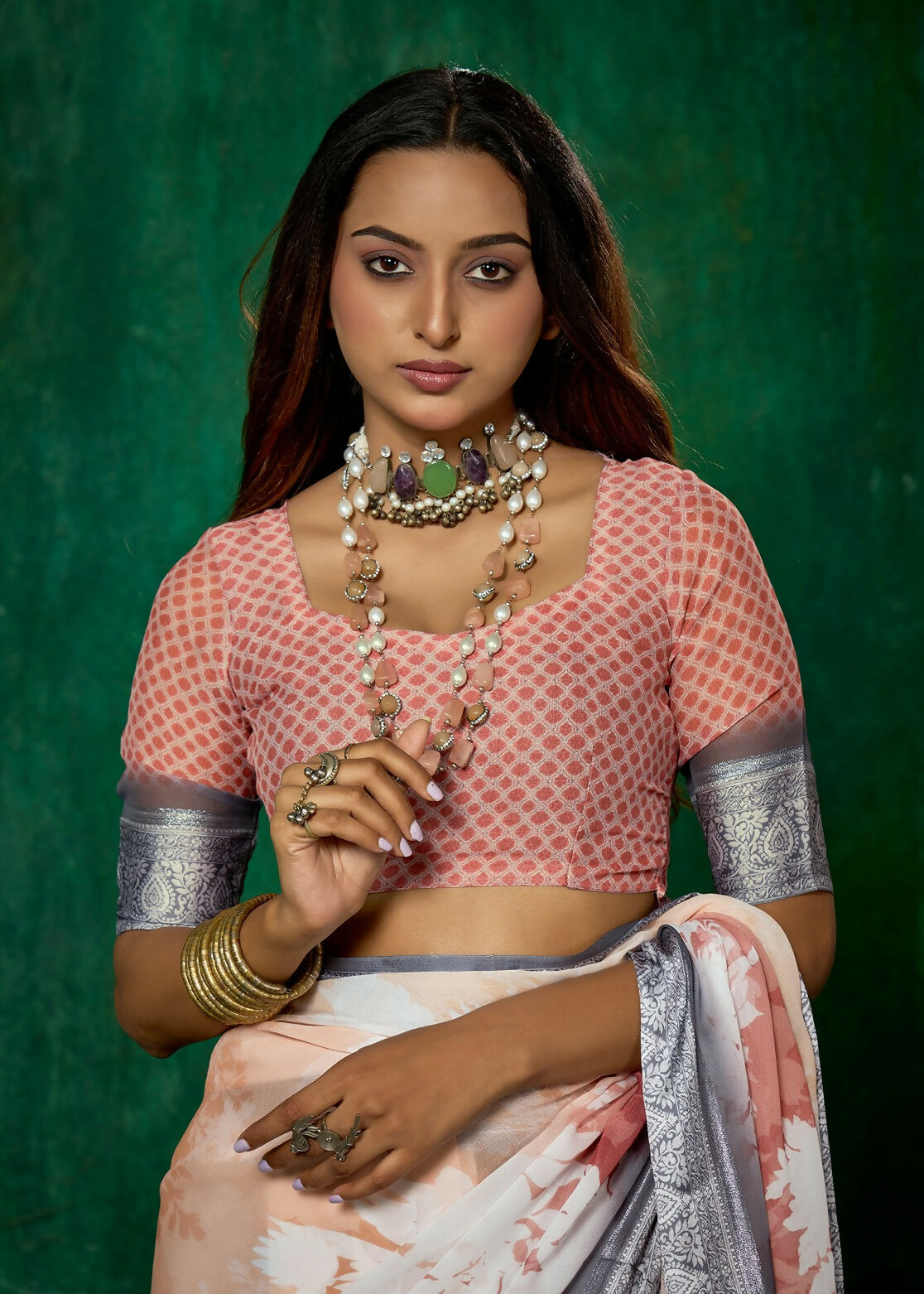 Joban Fashion Dola Silk With Zari Border Shaded Multi Color Work Saree | Grocsy