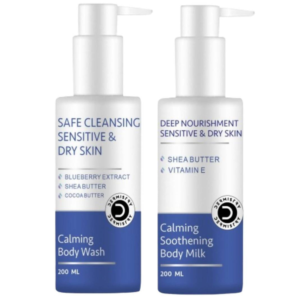 Dermistry Calming Body Wash & Calming Soothening Body Milk Lotion | Grocsy