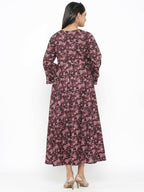 Miravan Women's Maroon Floral Bell Sleeves Anarkali Kurta | Grocsy