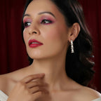 Long Kundan and Diamond Earrings (Gold) - Ruby Raang | Grocsy