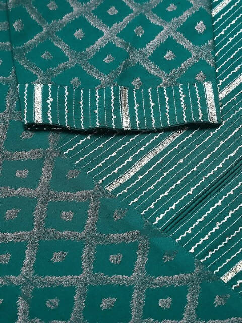 FIORRA Women's Teal Green Crepe Straight Kurta Skirt With Dupatta | Grocsy