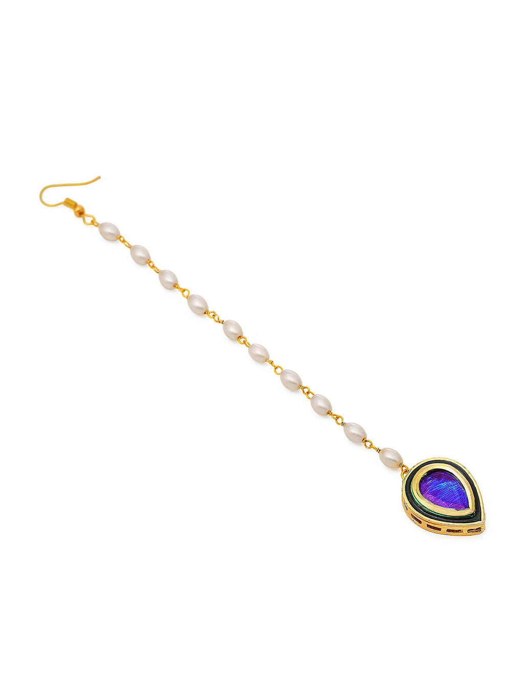 Ruby Raang Blue and Green Meenakari Kundan Maang Tikka | Grocsy