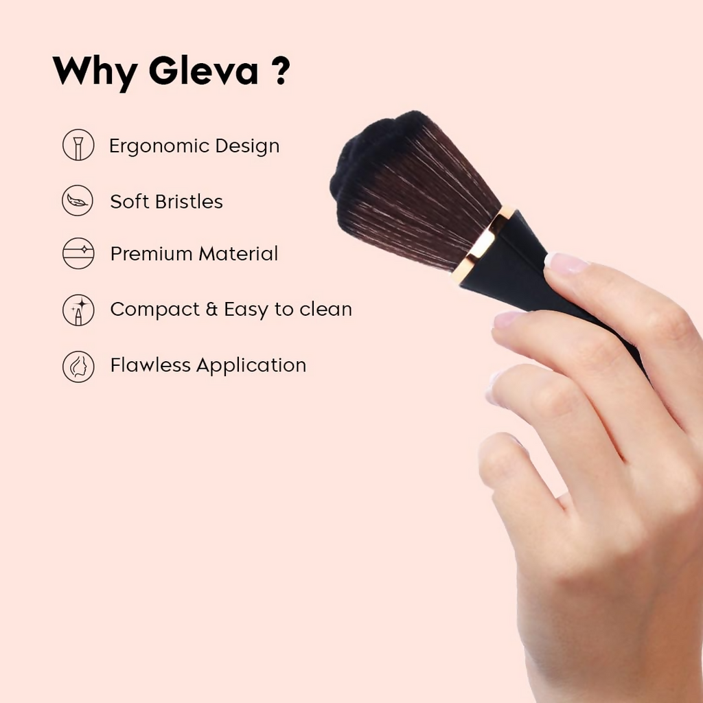Gleva Multipurpose Professional Powder & Blush Cheek Brush - Black Brush | Grocsy