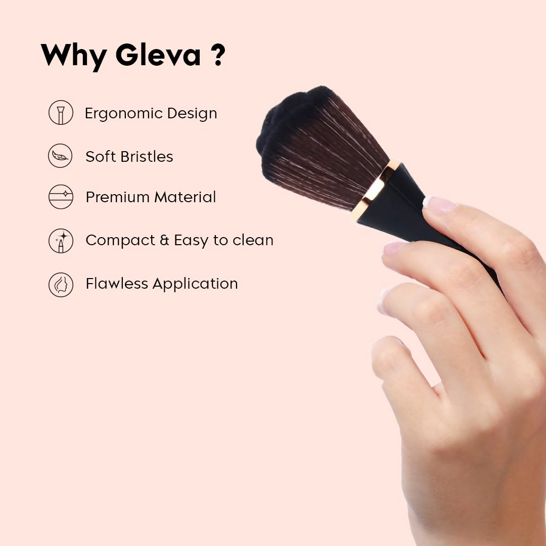 Gleva Multipurpose Professional Powder & Blush Cheek Brush - Black Brush | Grocsy