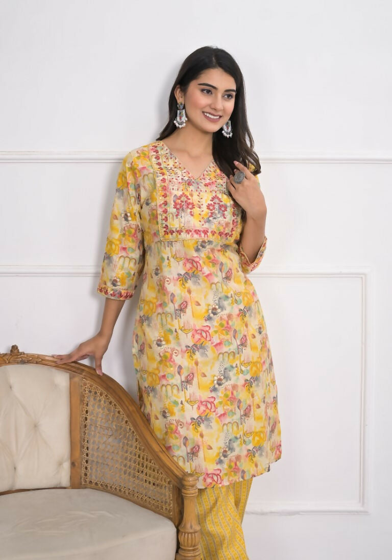 Festive Wear Ethnic Yellow chanderi Stitched Suit - Anbazaar | Grocsy