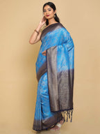 Kalamandir Ethnic Motifs Blue Silk Blend Saree | Grocsy
