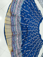 Jyoti Fashion Gorgeous Blue Sequins with Thread & Zari Embroidery Chinon Lehenga Choli with Dupatta | Grocsy