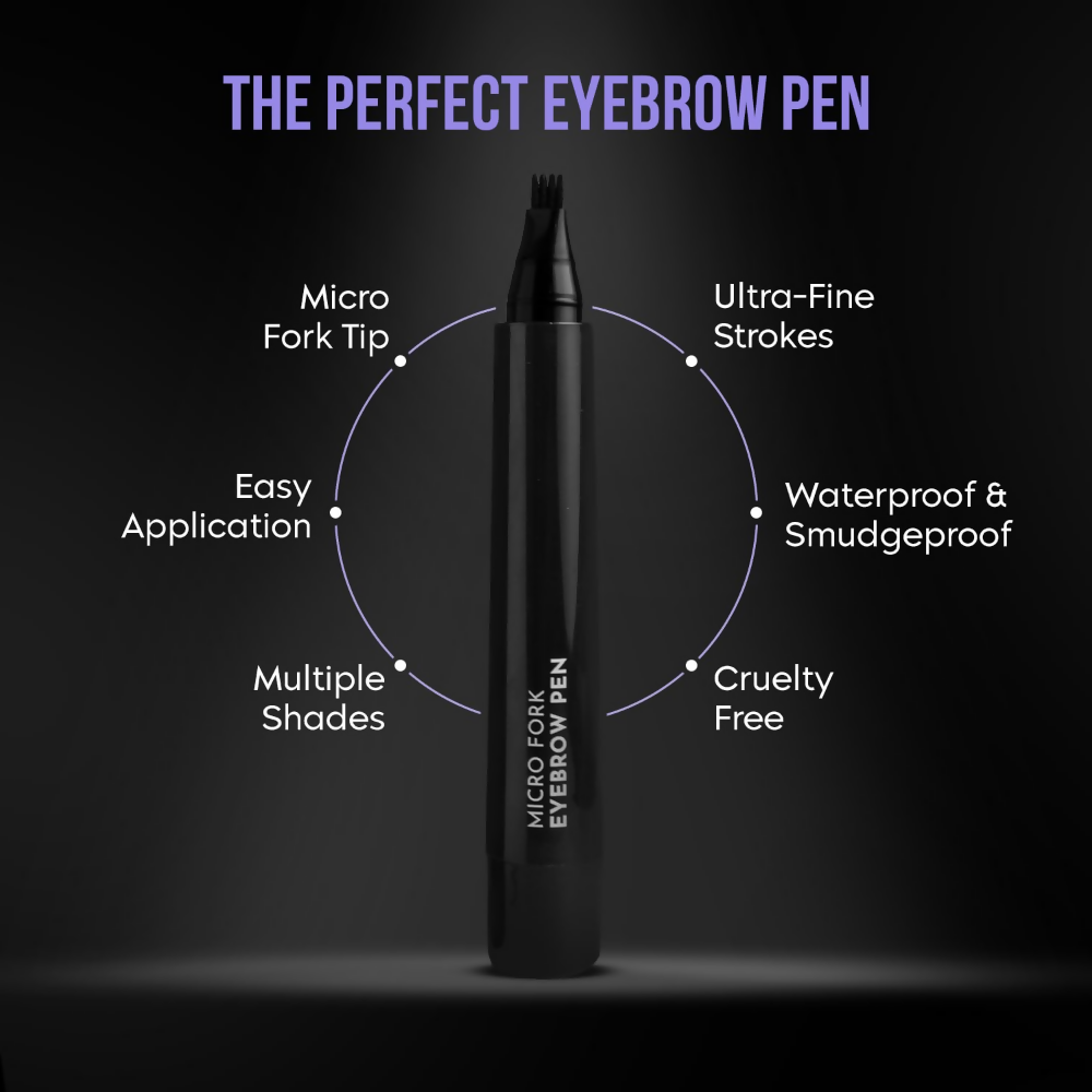 Gleva Eyebrow Pen with 4 Micro-Fork Tip Applicator - Light Brown | Grocsy