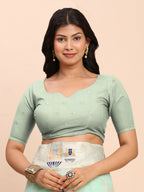 Shree Shyam Fashion Linen Cotton Sea Green Saree | Grocsy