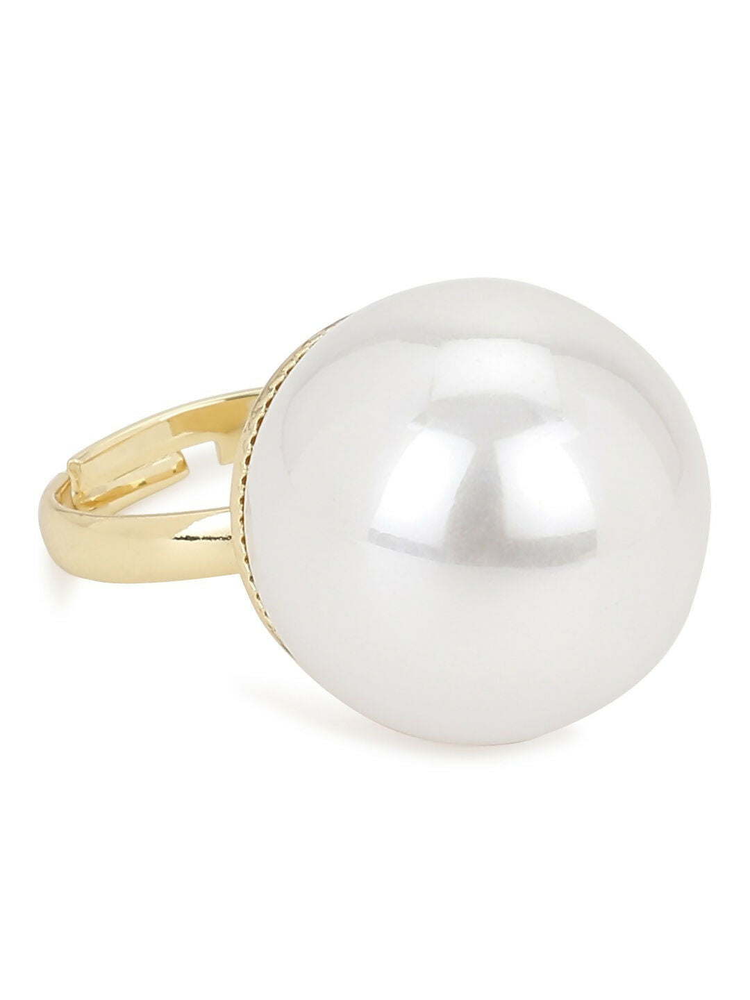 White Pearl Adjustable Ring- Ruby Raang | Grocsy