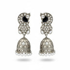 JS Fashion Clustered Pearl Fancy Oxidised Silver Jhumka Earrings for Women & Girls | Grocsy