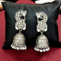 JS Fashion Clustered Pearl Fancy Oxidised Silver Jhumka Earrings for Women & Girls | Grocsy