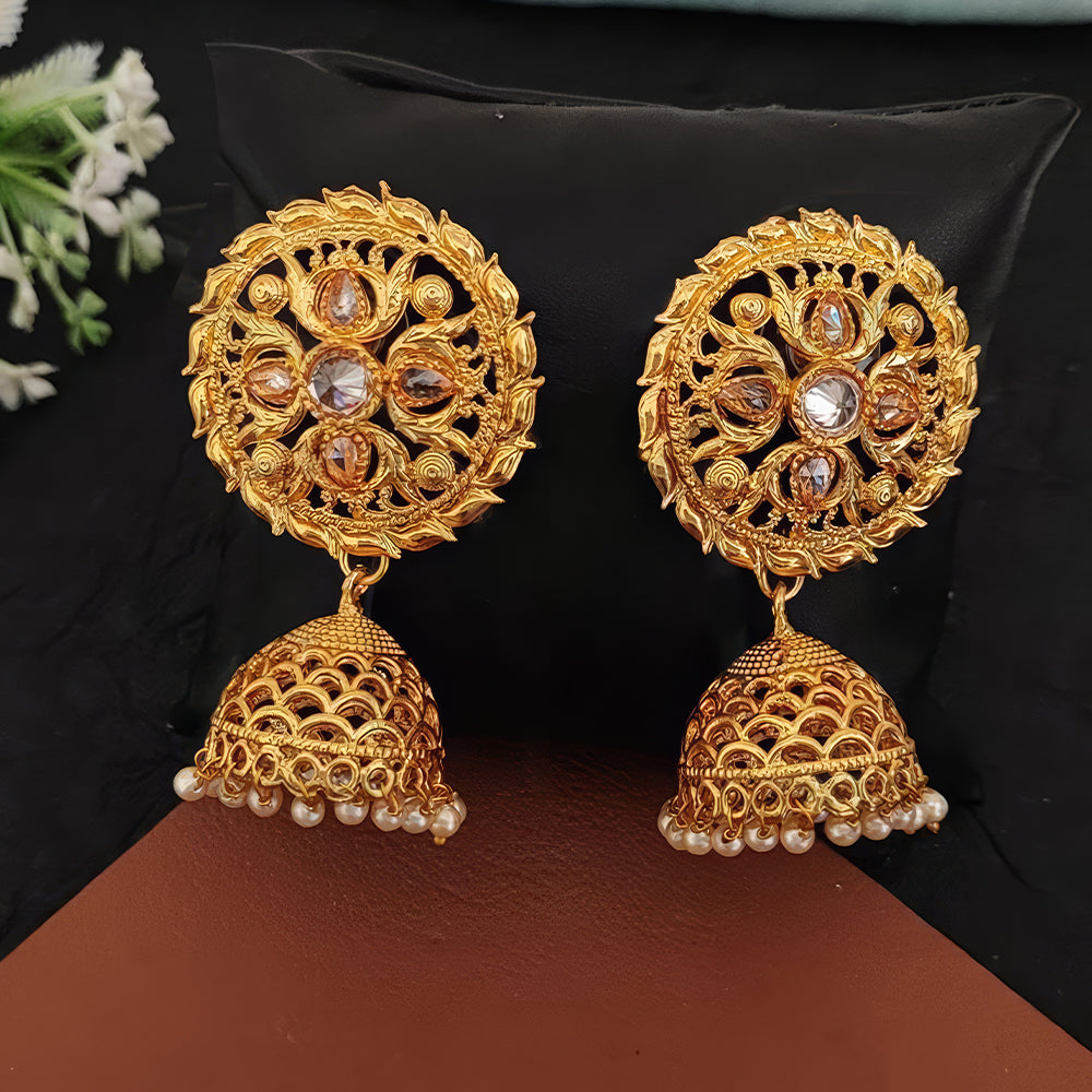 JS Fashion Designer High Gold Polish Jhumka Earrings – Fancy Antique Party Wear Jewelry for Women | Grocsy