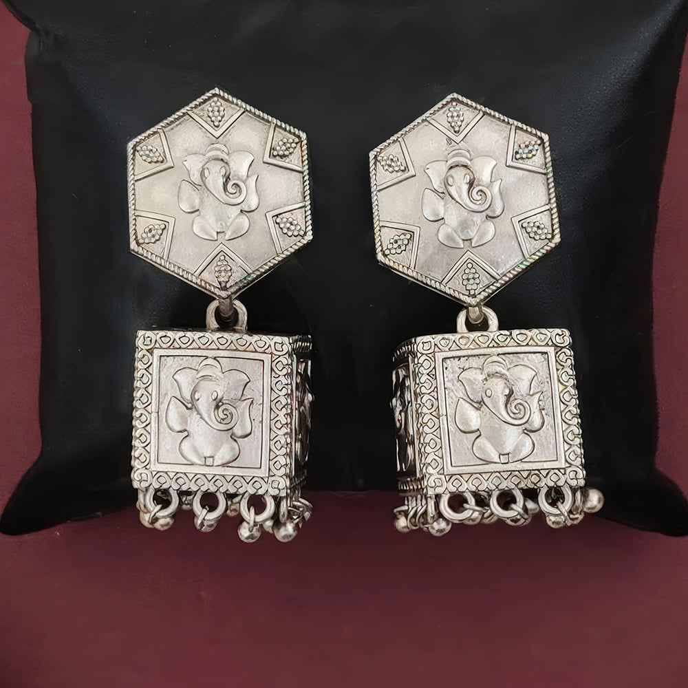 JS Fashion Oxidised Silver Antique Style Earrings for Women | Grocsy